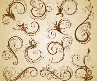 Set of Swirl Floral Vintage Vector Design Elements