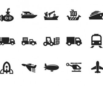 Vector Transportation Icon Set on Gray