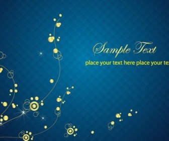 Blue Background with Abstract Golden Floral Vector Graphic