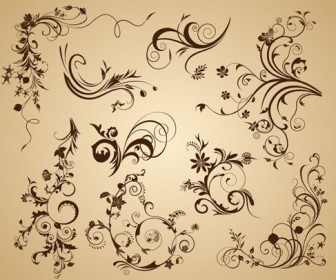 Set of Floral Vintage Vector Design Decoration Elements