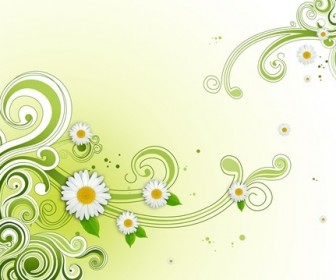 Green Floral Flower Background PSD