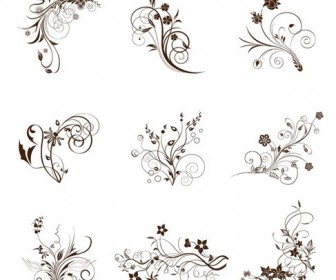 Vector Illustration Set of Swirling Flourishes Decorative Floral Elements