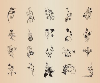 Floral Element Set Vector Garaphic