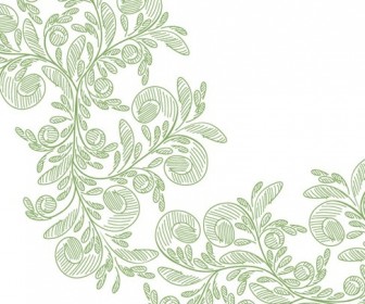 Abstract Floral with Green Pencil Vector Graphic