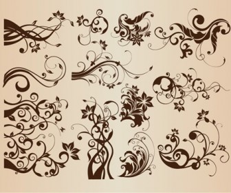 Vector Set of Vintage Floral Elements for Design