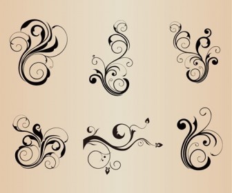 Swirl Floral Element Vector Set for Design