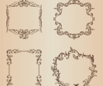 Vintage Floral Decorative Frame Vector Set