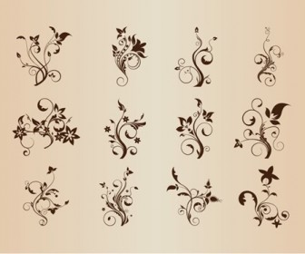 Set of Floral Elements for Design Vector Graphic