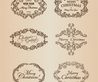 Vector Set of Christmas Decoration Frame Elements