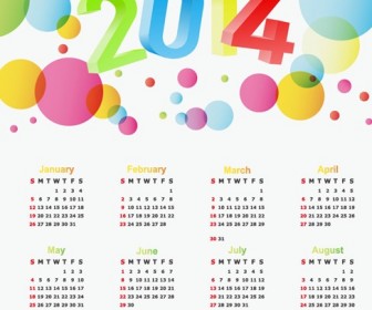 2014 Year Calendar Colorful Design Vector Illustration