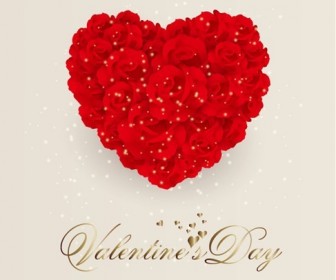 Rose Flowers Heart for Valentine Day Vector Background