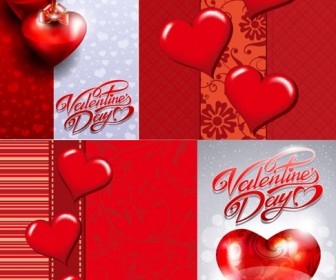 Valentine’s Day Greeting Card Vector Set