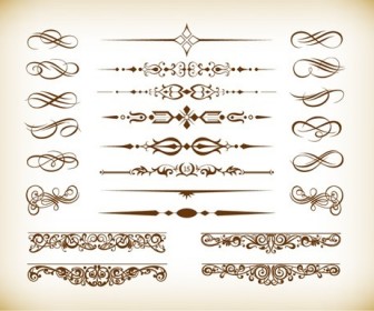 Floral Design Elements Vector Graphics Set