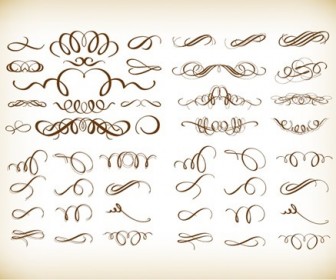 Decorative Calligraphic Elements Vector Graphics Set