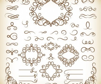 Calligraphic Decorative Elements Vector Graphics Set