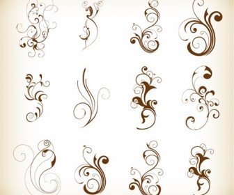 Swirl Floral Decorative Pattern Elements Vector Set