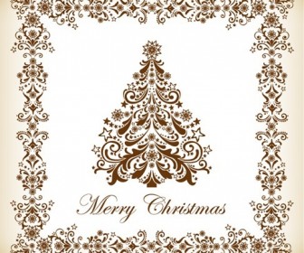 Vintage Christmas Tree Vector Illustration