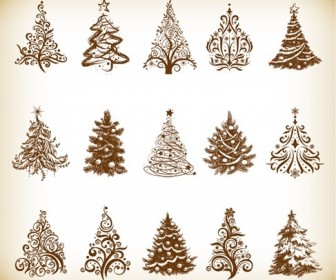 Christmas Tree Vector Graphics Set