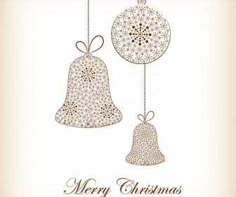 Christmas Ball and Bell Made from Snowflakes Vector Illustration