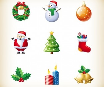 Christmas New Year Holiday Decoration Elements Vector Set