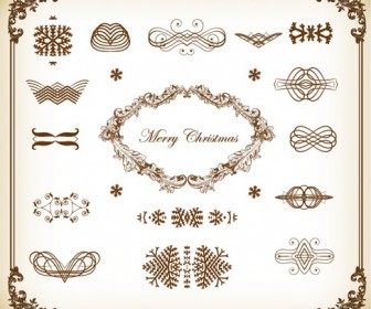 Christmas Decoration Elements Vector Illustration Set