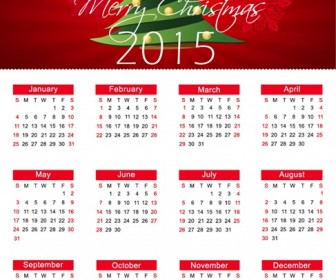 Christmas Calendar for 2015 Year Vector Illustration