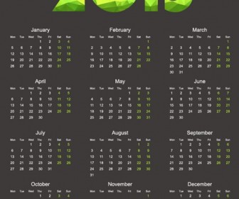 2015 Calendar with Geometric Shapes Vector Illustration