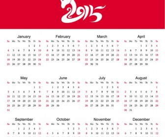 Calendar New Year 2015 Year of Sheep Vector Illustration