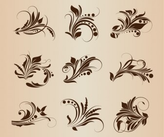 Collection of Vector Vintage Floral Elements for Retro Design