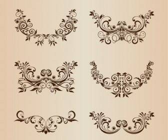 Vector Set of Floral Decorative Ornament Elements