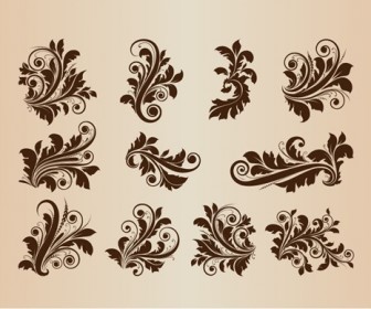 Collection Of Vector Vintage Floral Design Ornament Elements