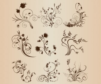 Abstract Floral Design Elements Vector Set