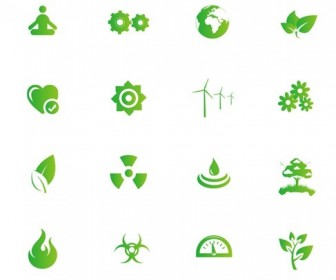 Nature and Environment Green Symbols Vector Set