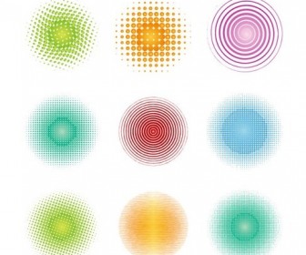 Colorful Halftone Circles Element Vector Set