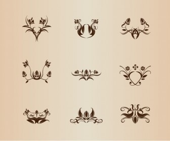 Symmetrical Floral Element Vector Collection