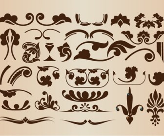 Set of Vector Floral Decorative Elements for Design