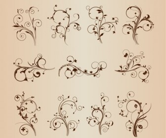 Swirling Flourishes Decorative Floral Elements Vector Set