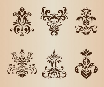 Abstract Symmetrical Floral Pattern Vector Set