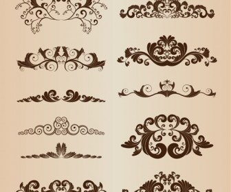 Set of Vintage Ornaments with Floral Elements