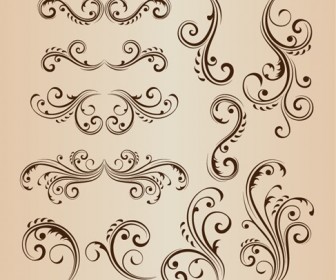 Vintage Swirl Floral Design Vector Set