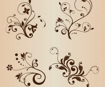 4 Swirly Floral Decorative Elements