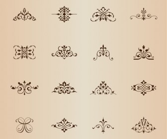 Vintage Symmetrical Floral Elements Vector Set