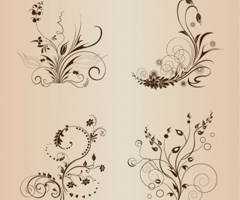 4 Vector Floral Design Elements