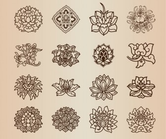 Vintage Flower Pattern Elements Vector Set