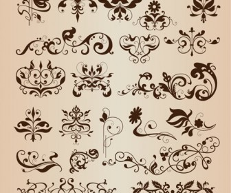 Set of Vector Floral Elements for Design