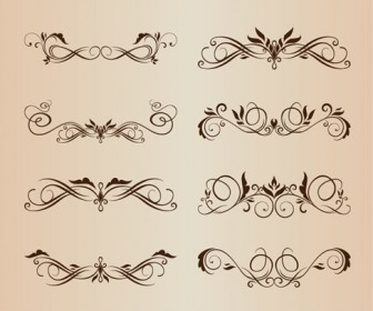 Symmetrical Swirl Floral Vector Set