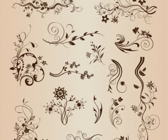 Retro Design Floral Decorative Elements Vector Set