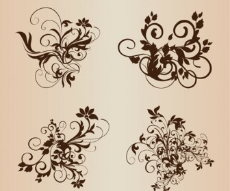 Floral Ornament Elements Vector Set