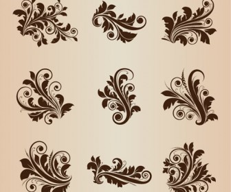 Vintage Design Floral Elements Vector Set