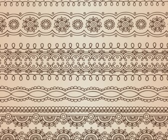 Horizontal Lace Borders Vector Set